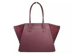 Luxour, Michael Kors Avril XL Suede Leather Top Zip Satchel Bag Oxblood Red, 