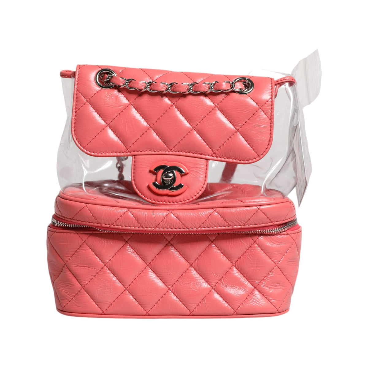 Luxour, Chanel Pink Vinyl Leather Backpack Purse Bag, 