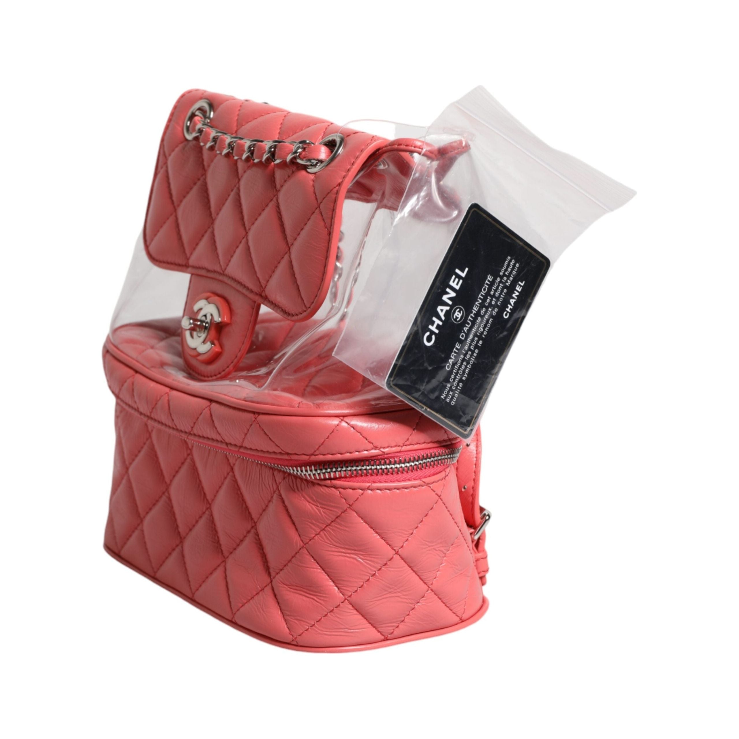 Luxour, Chanel Pink Vinyl Leather Backpack Purse Bag, 