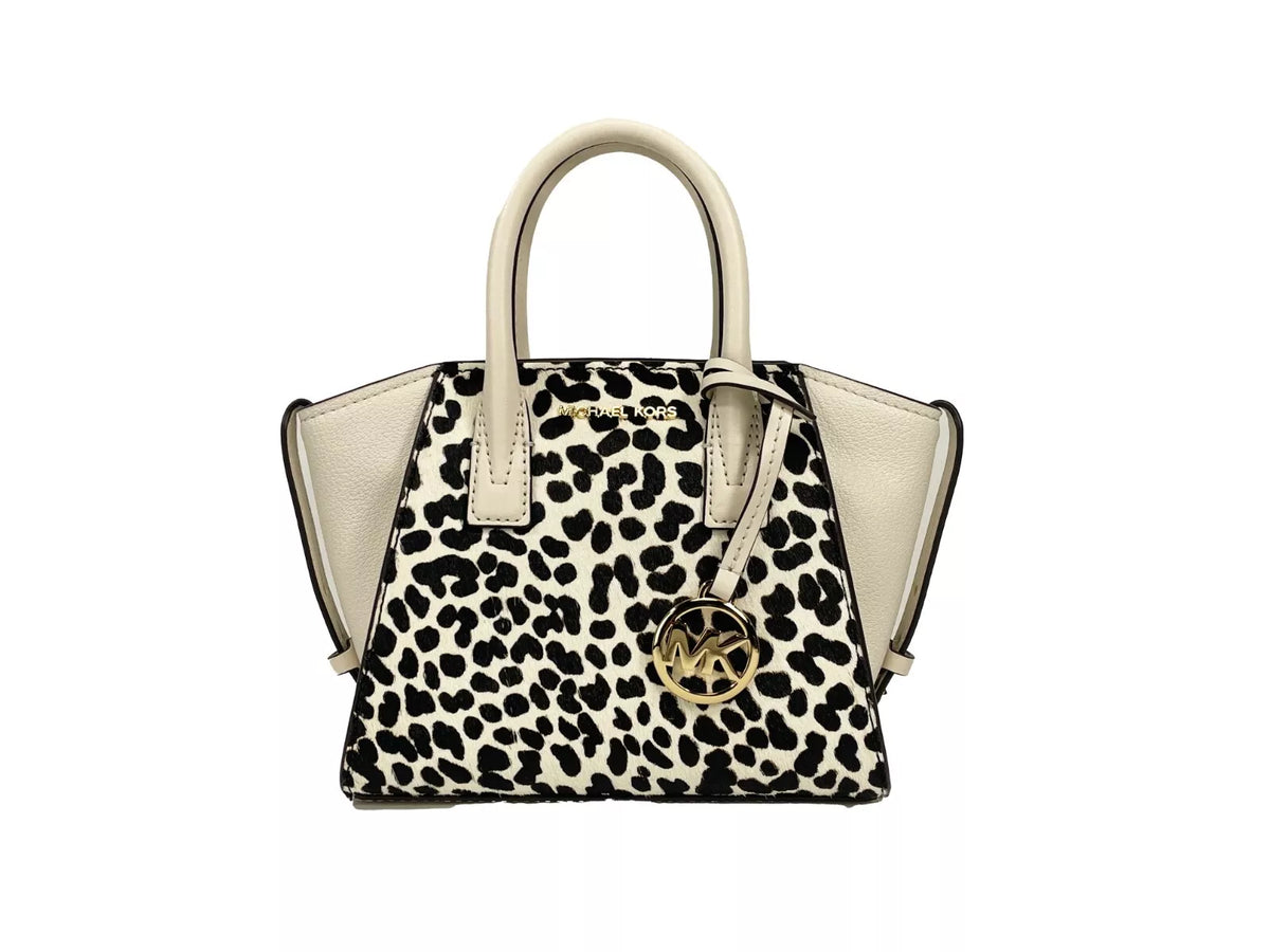 Luxour, Michael Kors Avril XS Cream Cheetah Satchel Crossbody Bag Purse, 