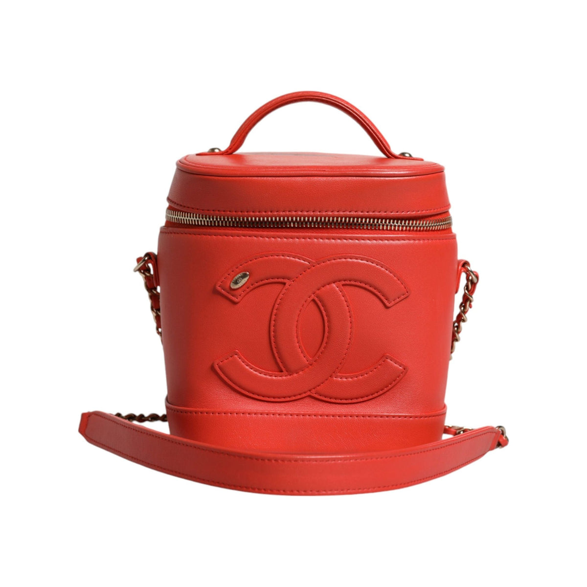 Luxour, Chanel Orange Coco Mark Vanity Chain Shoulder Hand Purse, 