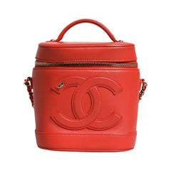 Luxour, Chanel Orange Coco Mark Vanity Chain Shoulder Hand Purse, 