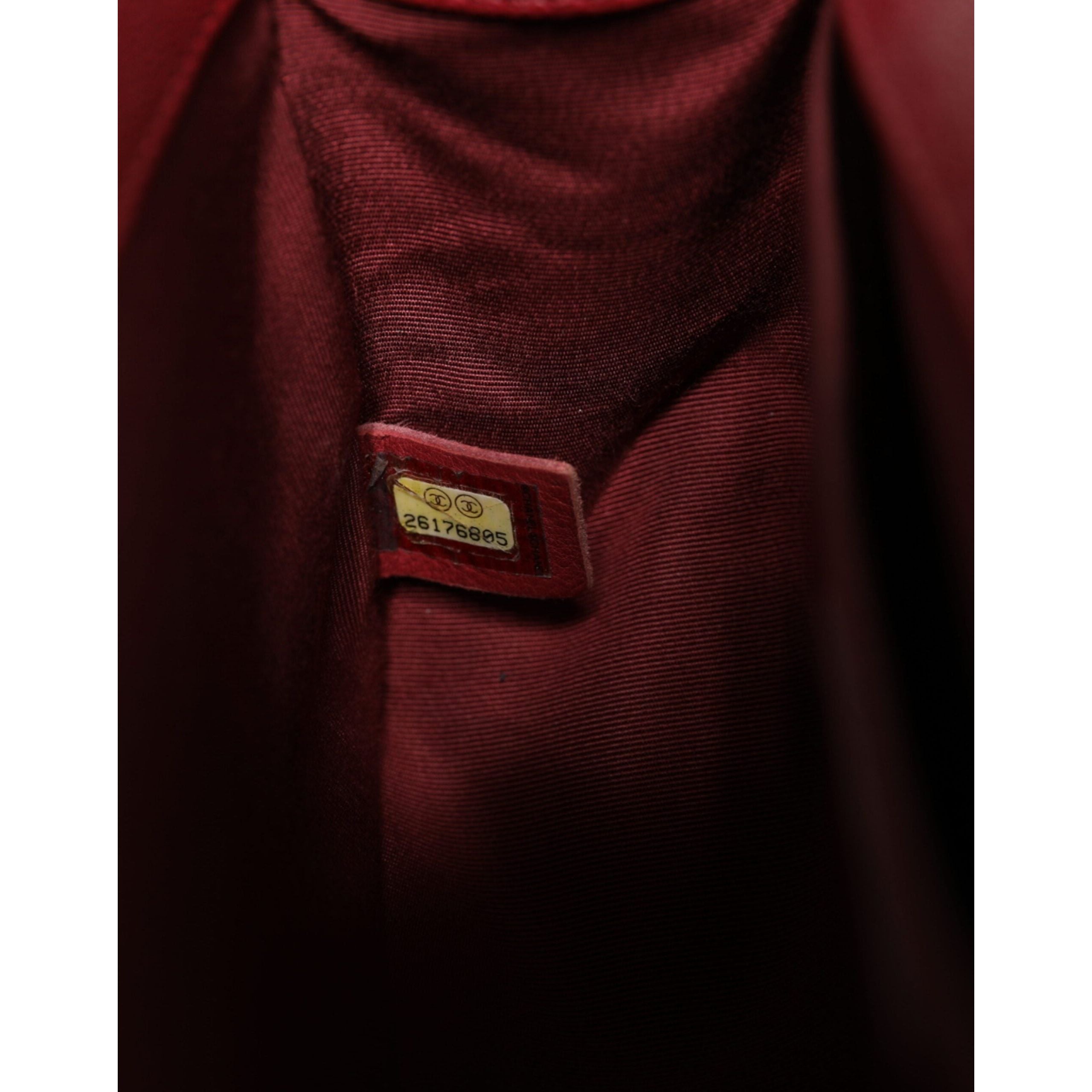 Luxour, Chanel Red Leather Lambskin Double Gold Chain Medium Shoulder Bag, 
