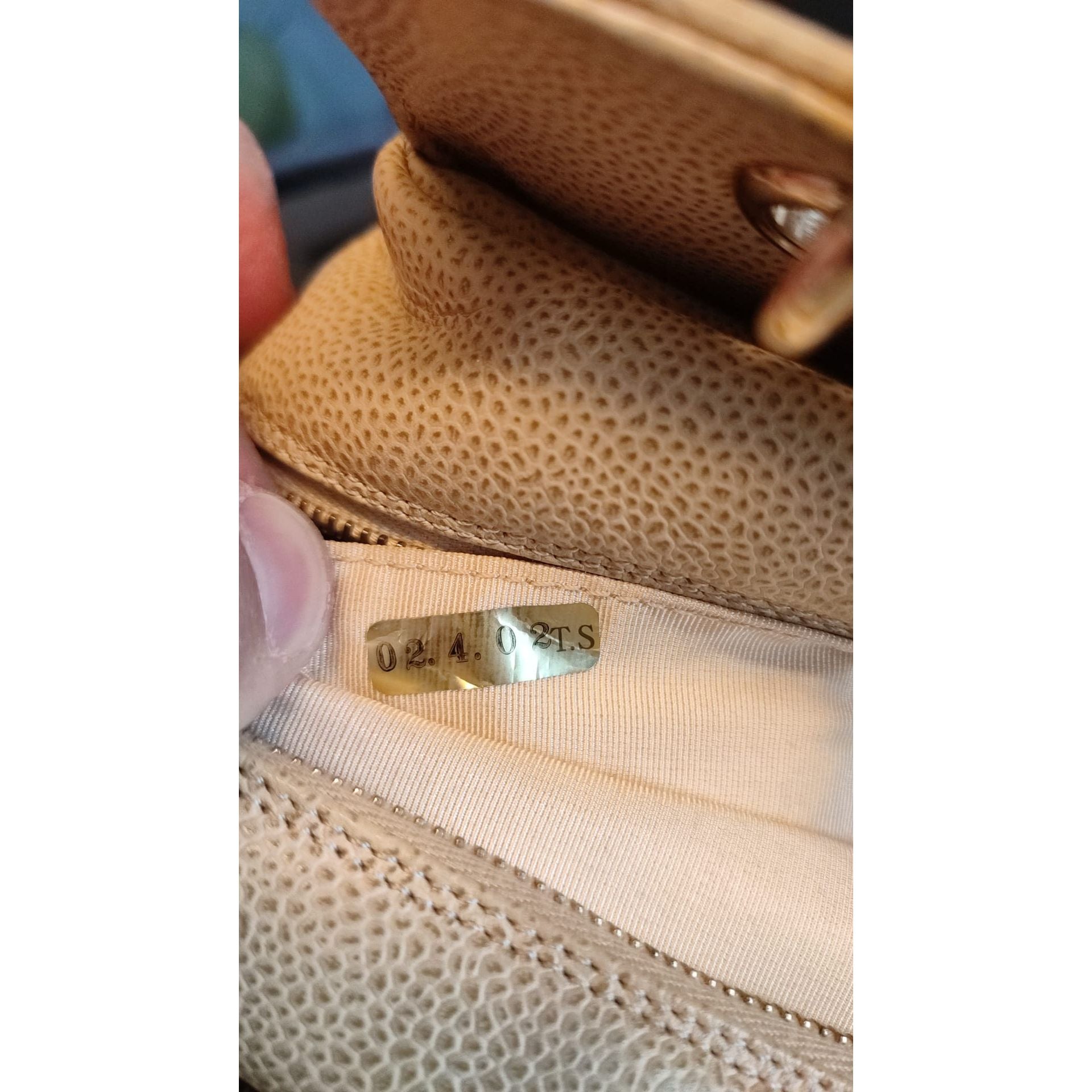 Luxour, Chanel Beige Caviar De Coco Chain Leather Purse Bag, 