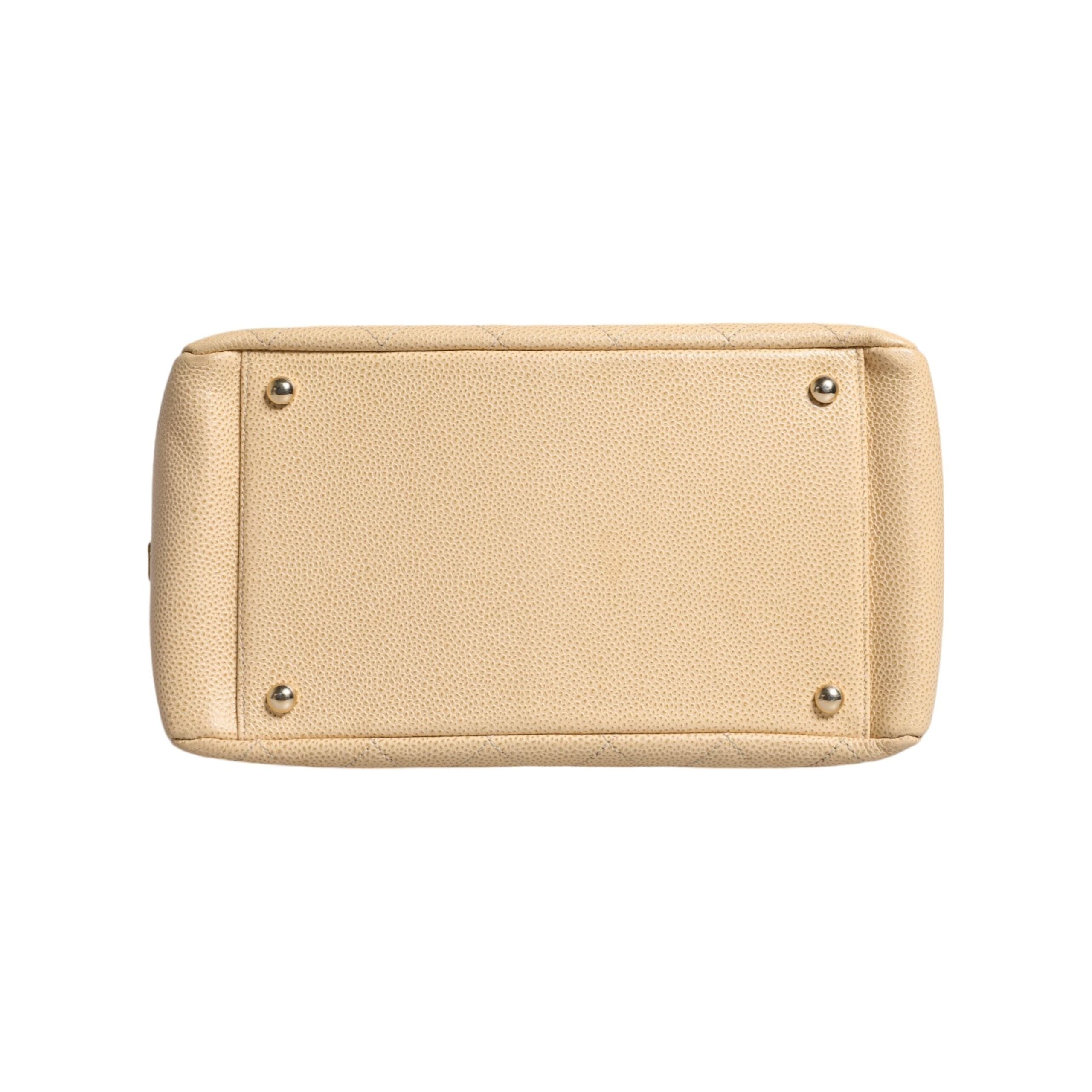 Luxour, Chanel Beige Caviar De Coco Chain Leather Purse Bag, 