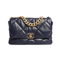 Luxour, Chanel Blue Leather Large Quilted Chain Hand Shoulder Bag, 