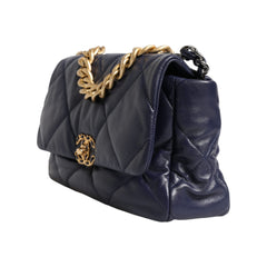 Luxour, Chanel Blue Leather Large Quilted Chain Hand Shoulder Bag, 