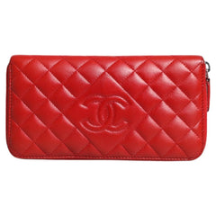 Luxour, Chanel Red Quilted Leather Logo Continental Zip Box, 