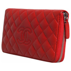 Luxour, Chanel Red Quilted Leather Logo Continental Zip Box, 