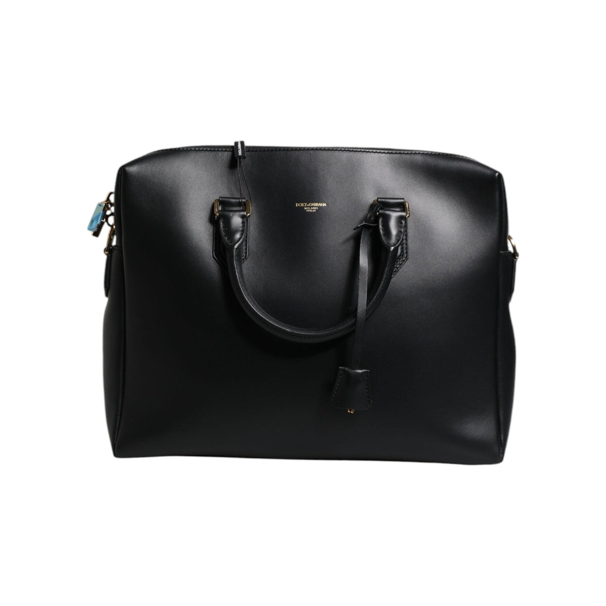 Luxour, Dolce & Gabbana Black Smooth Leather Logo Printed Monreale Briefcase Bag, 