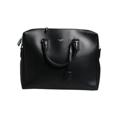 Luxour, Dolce & Gabbana Black Smooth Leather Logo Printed Monreale Briefcase Bag, 