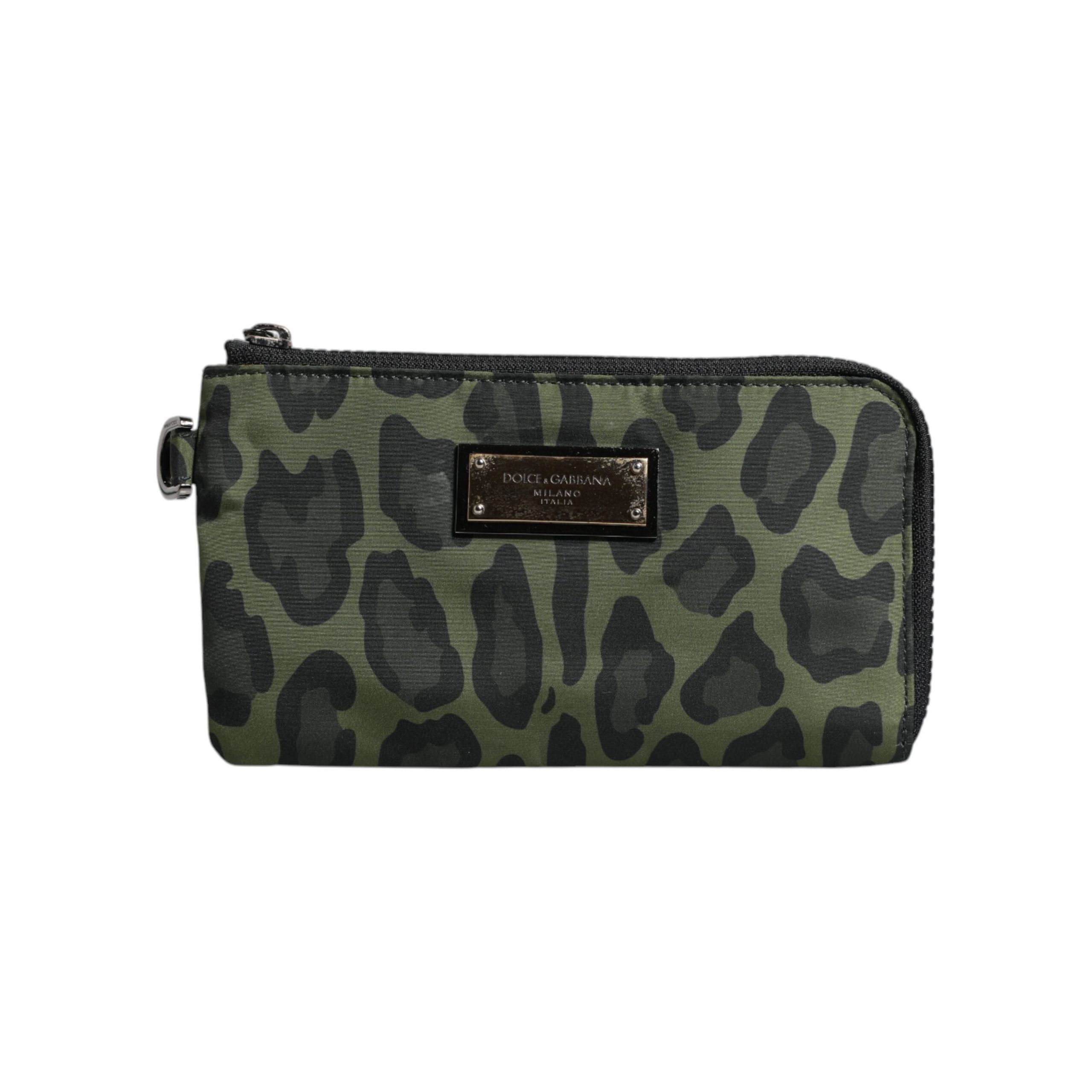 Luxour, Dolce & Gabbana Green Leopard Leather Logo Plaque Multifunctional Kit Bag, 