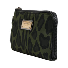Luxour, Dolce & Gabbana Green Leopard Leather Logo Plaque Multifunctional Kit Bag, 