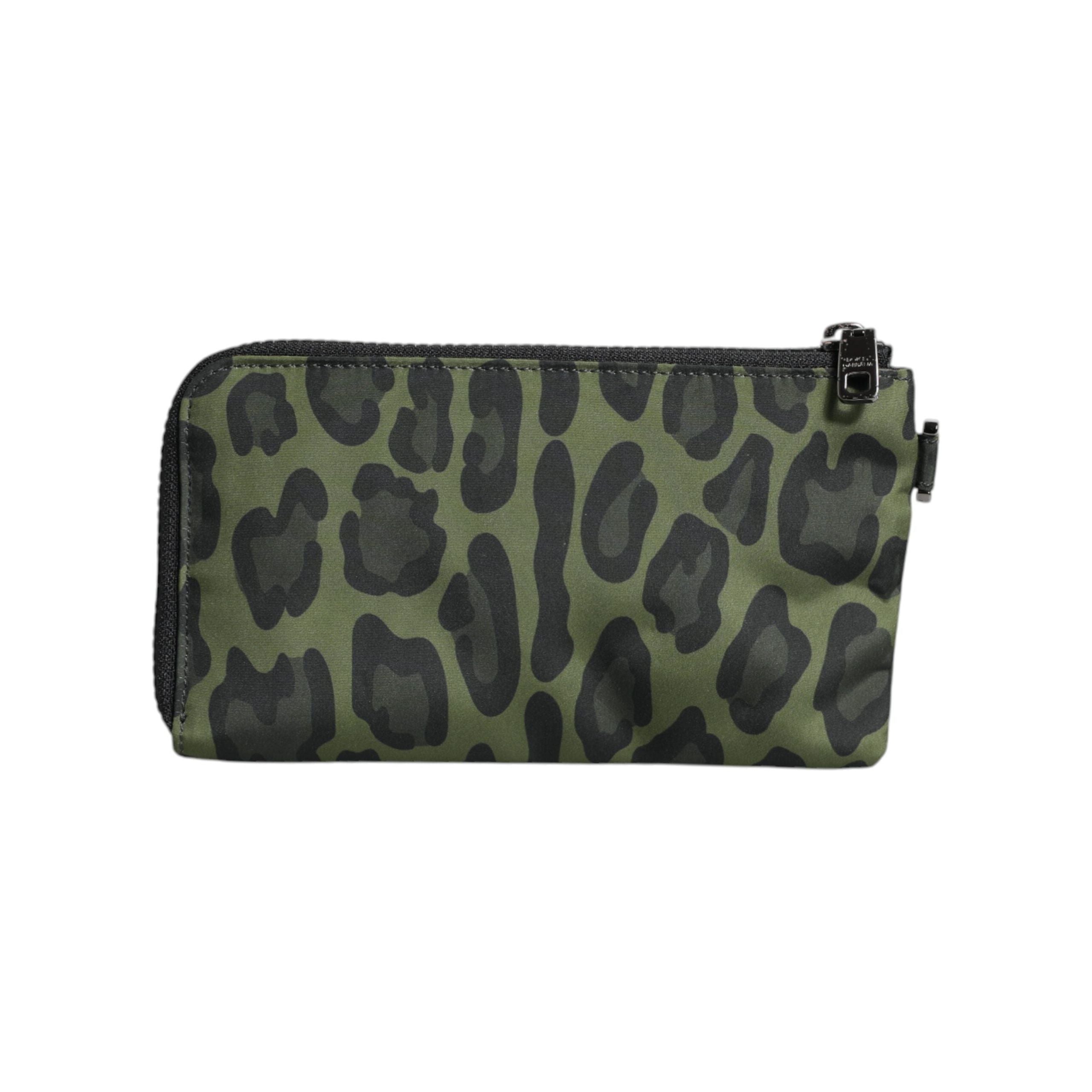 Luxour, Dolce & Gabbana Green Leopard Leather Logo Plaque Multifunctional Kit Bag, 