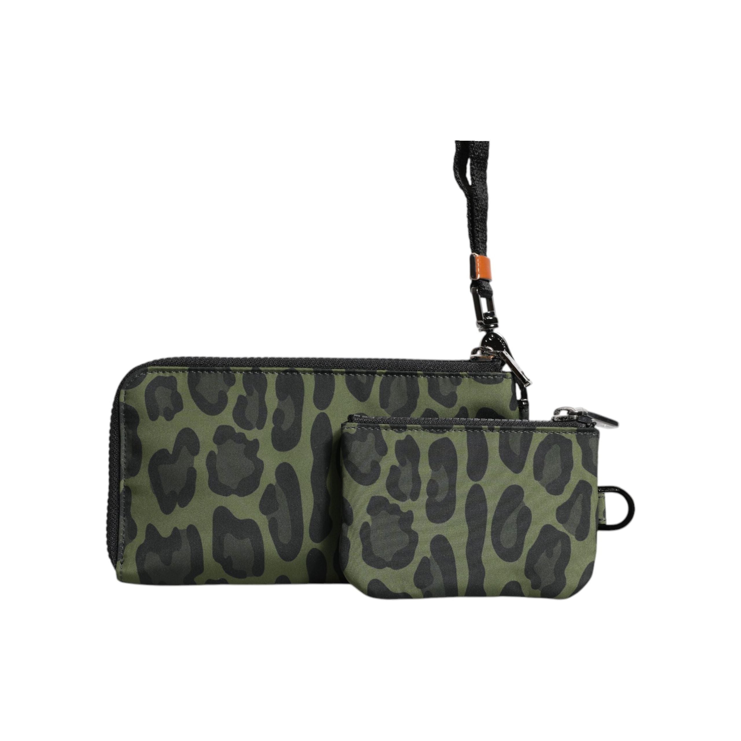 Luxour, Dolce & Gabbana Green Leopard Leather Logo Plaque Multifunctional Kit Bag, 