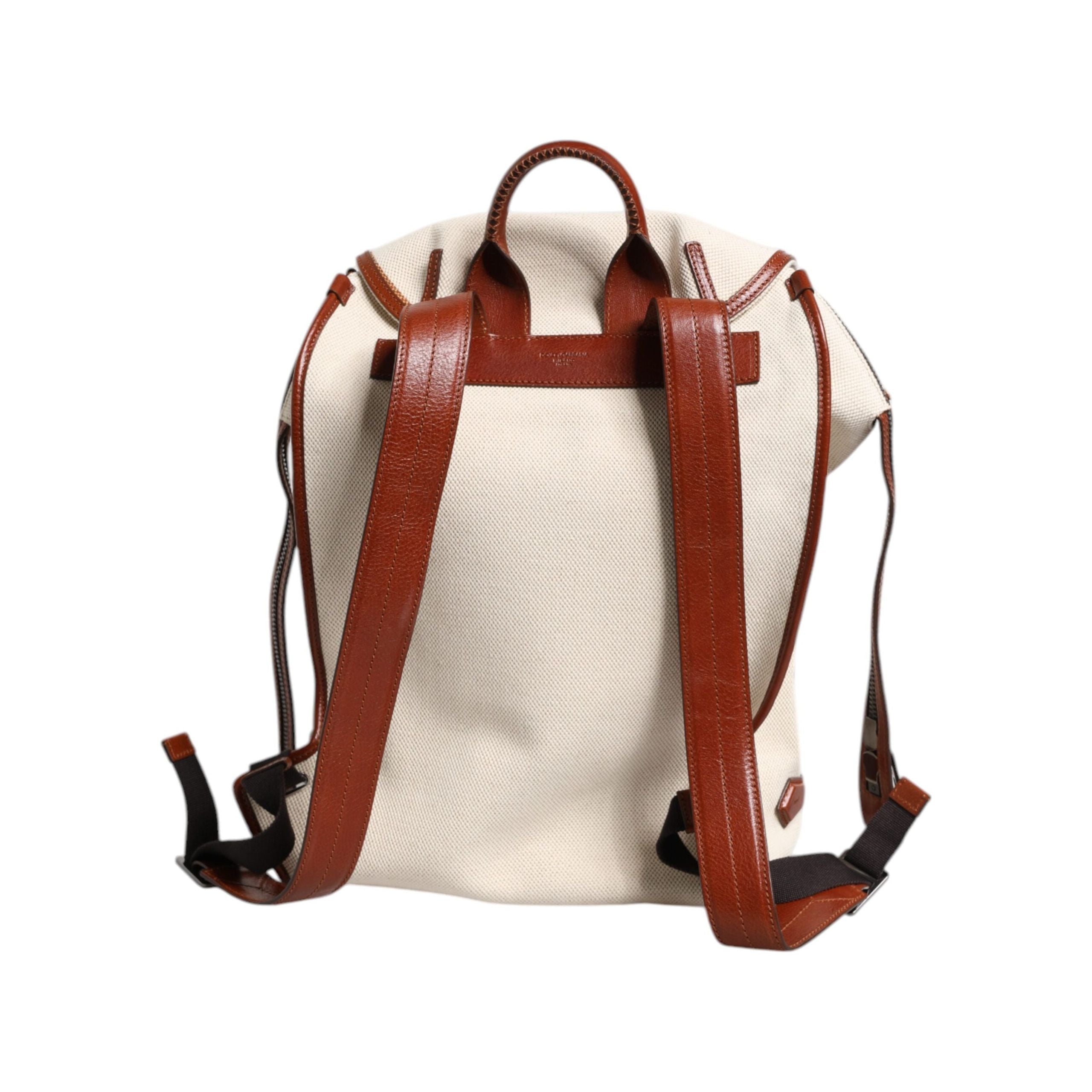 Luxour, Dolce & Gabbana Beige Brown Canvas Leather EDGE Travel Men Back Pack Bag, 