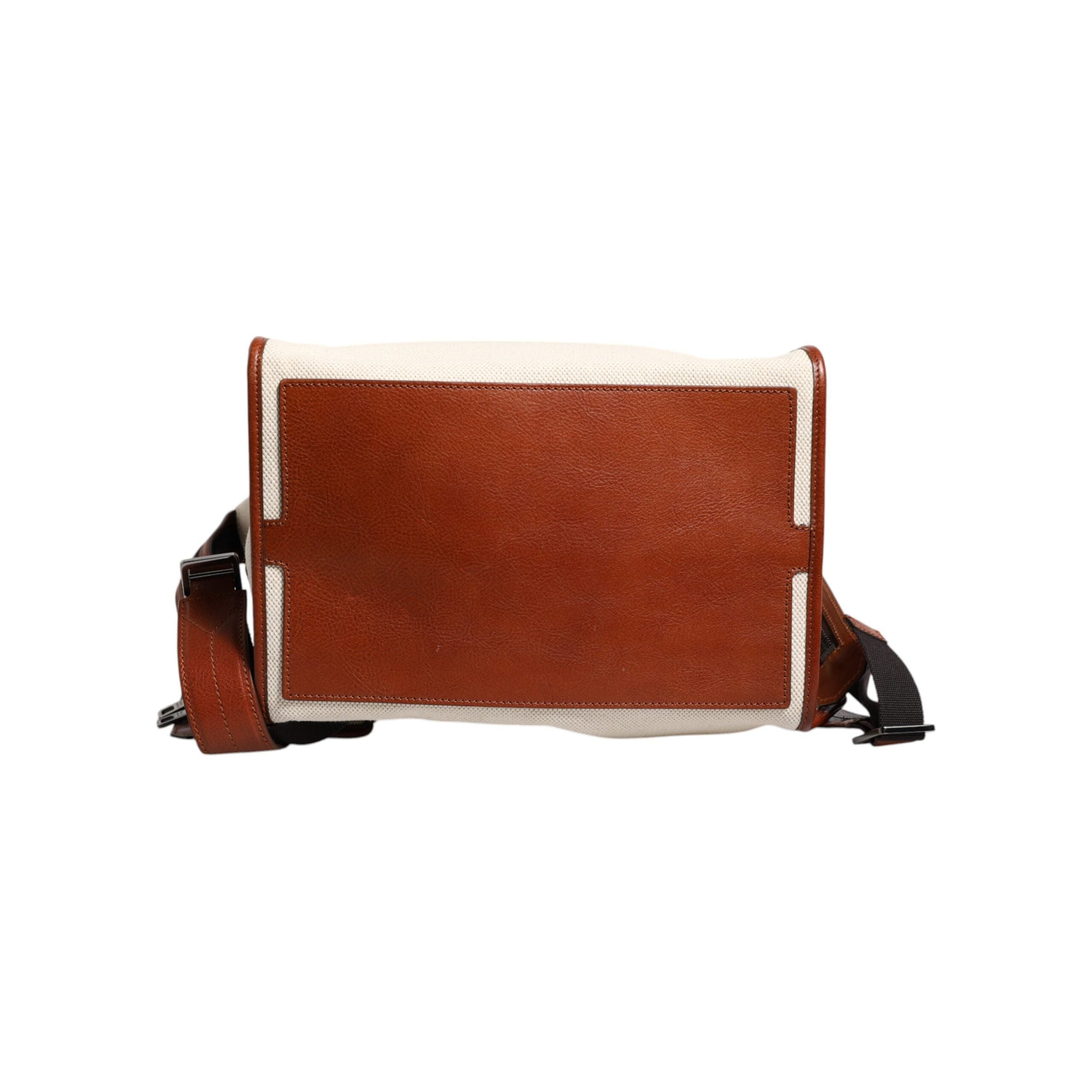 Luxour, Dolce & Gabbana Beige Brown Canvas Leather EDGE Travel Men Back Pack Bag, 