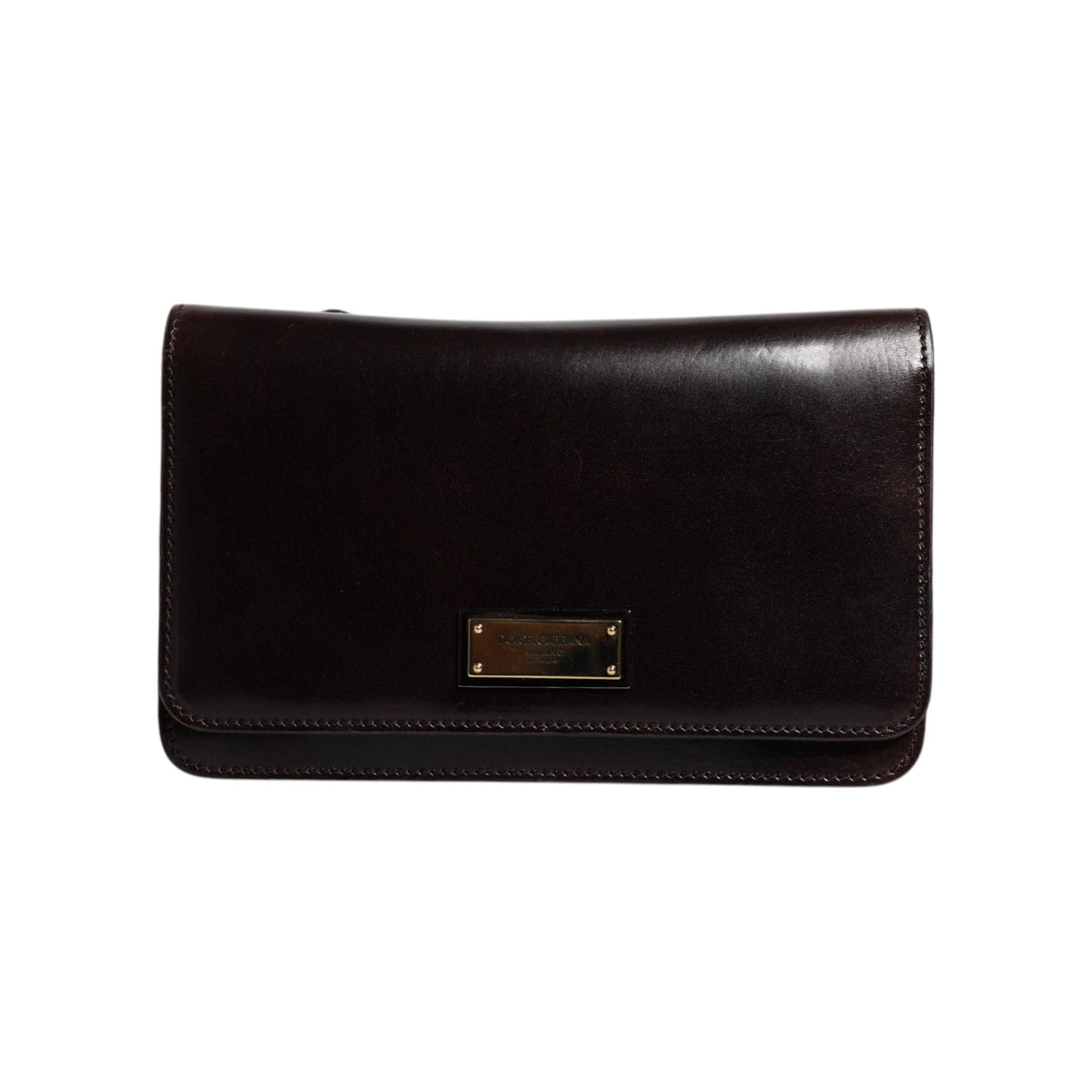 Luxour, Dolce & Gabbana Maroon Horse Leather Logo Plaque Mini Crossbody Bag, 