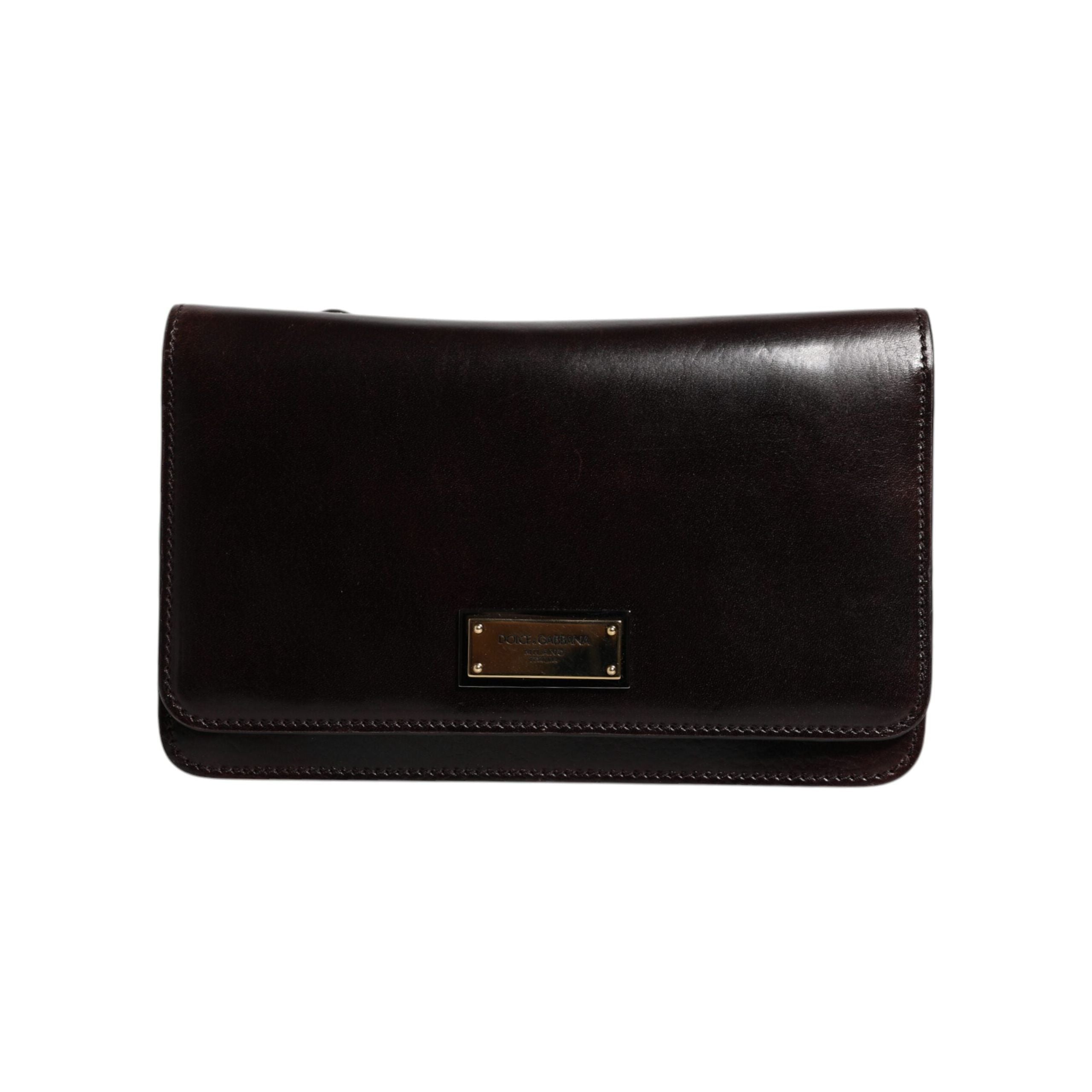 Luxour, Dolce & Gabbana Maroon Horse Leather Logo Plaque Mini Crossbody Bag, 