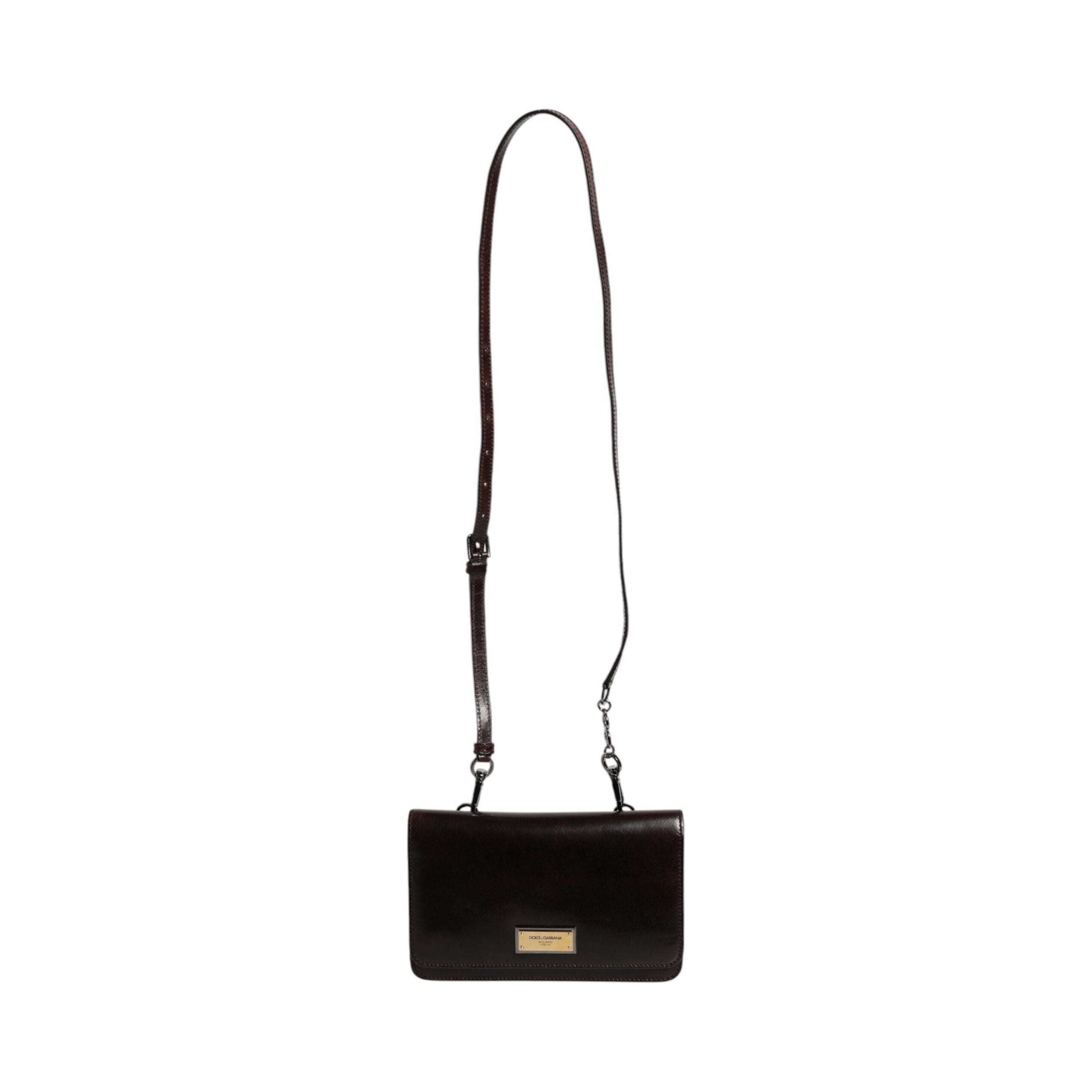 Luxour, Dolce & Gabbana Maroon Horse Leather Logo Plaque Mini Crossbody Bag, 