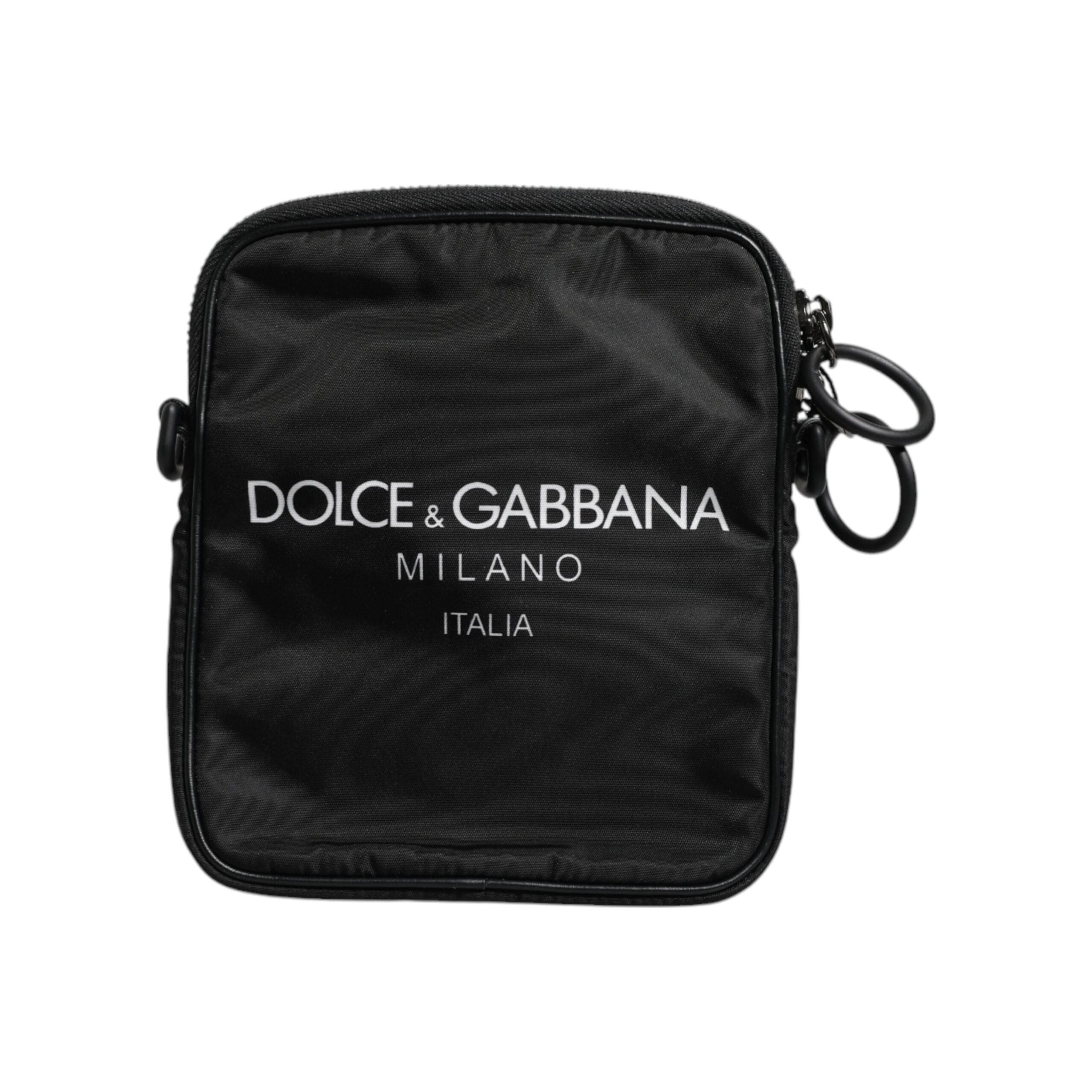 Luxour, Dolce & Gabbana Black Logo Print Scuba Crossbody Shoulder Bag, 