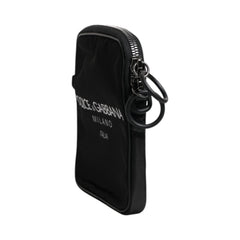 Luxour, Dolce & Gabbana Black Logo Print Scuba Crossbody Shoulder Bag, 