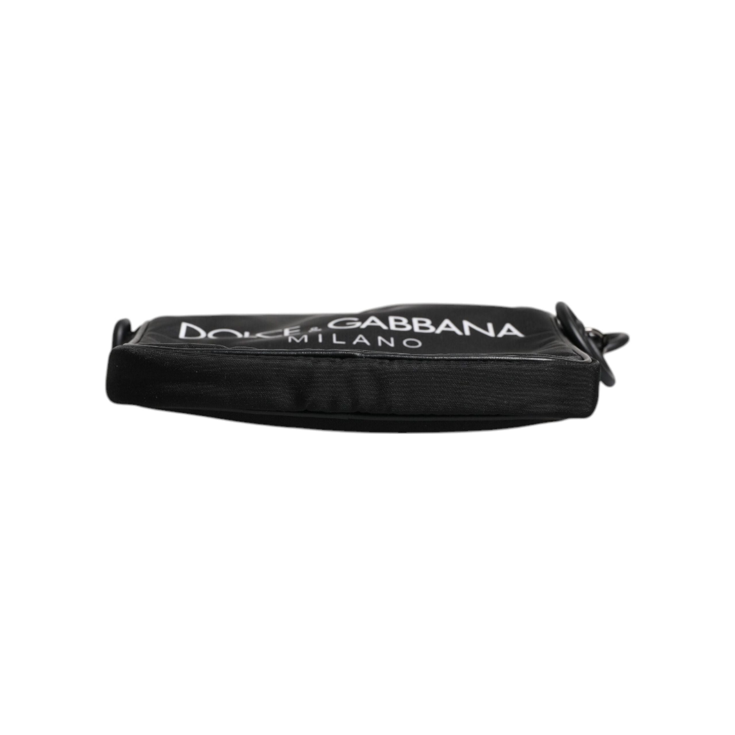 Luxour, Dolce & Gabbana Black Logo Print Scuba Crossbody Shoulder Bag, 