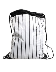 Luxour, Dolce & Gabbana Black White Striped Polyester Drawstring Bag, 