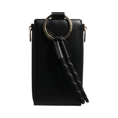 Luxour, Dolce & Gabbana Black Leather Logo Plaque Neck Strap Card Coin Wallet, 