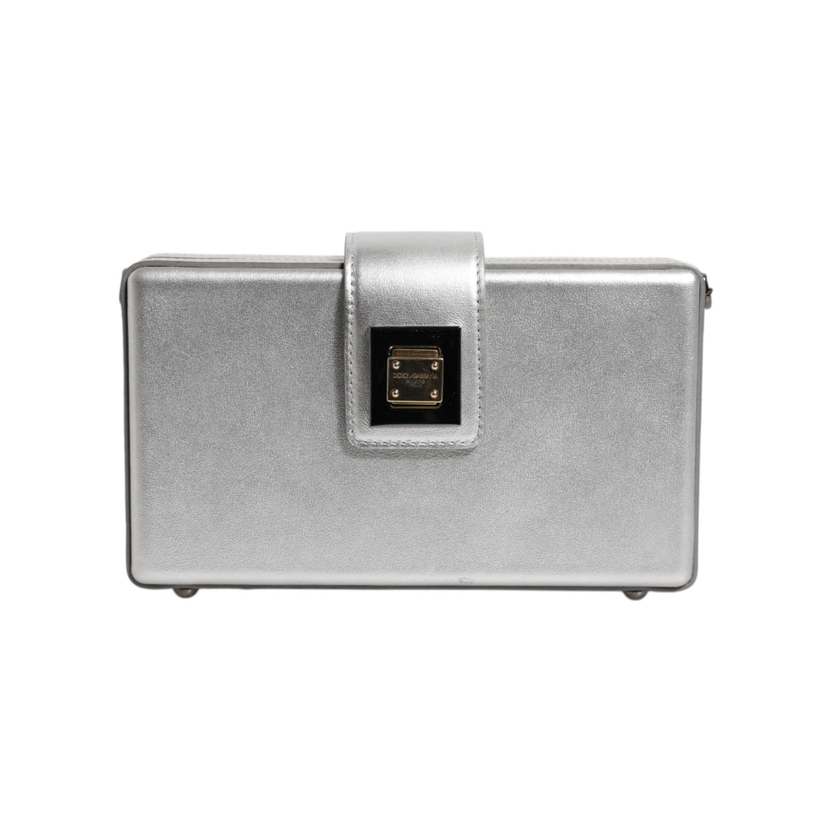 Luxour, Dolce & Gabbana Metallic Silver DG BOX Leather Shoulder Strap Bag, 