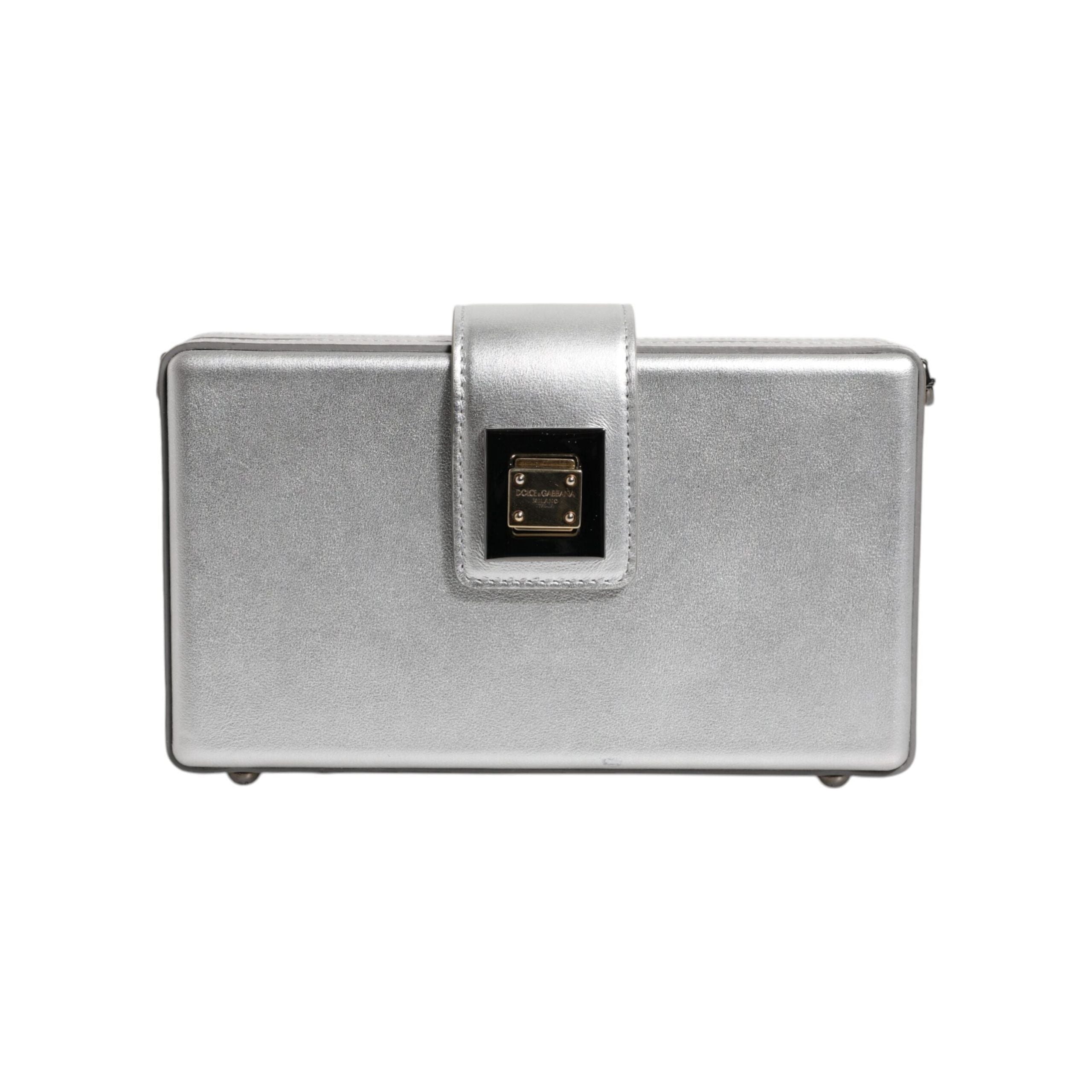 Luxour, Dolce & Gabbana Metallic Silver DG BOX Leather Shoulder Strap Bag, 