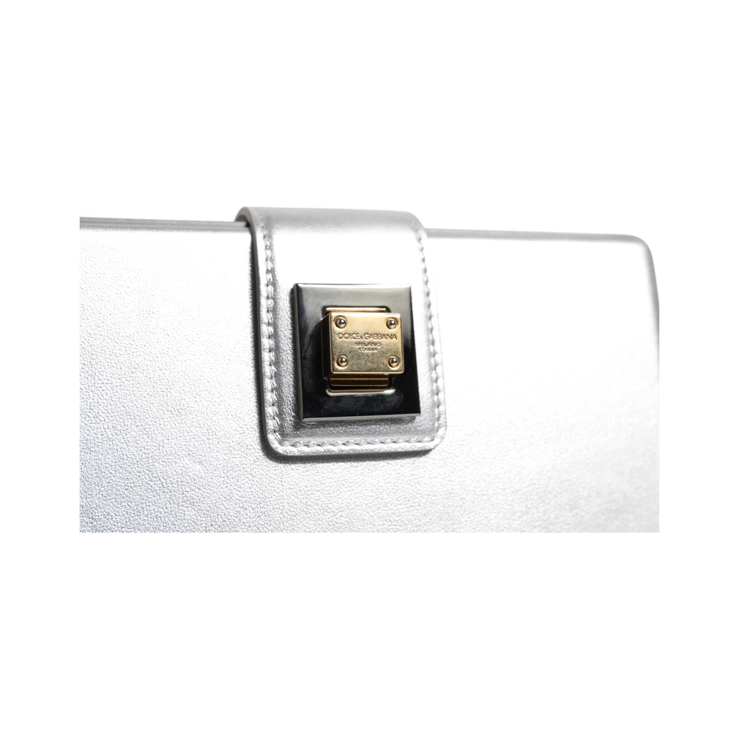 Luxour, Dolce & Gabbana Metallic Silver DG BOX Leather Shoulder Strap Bag, 
