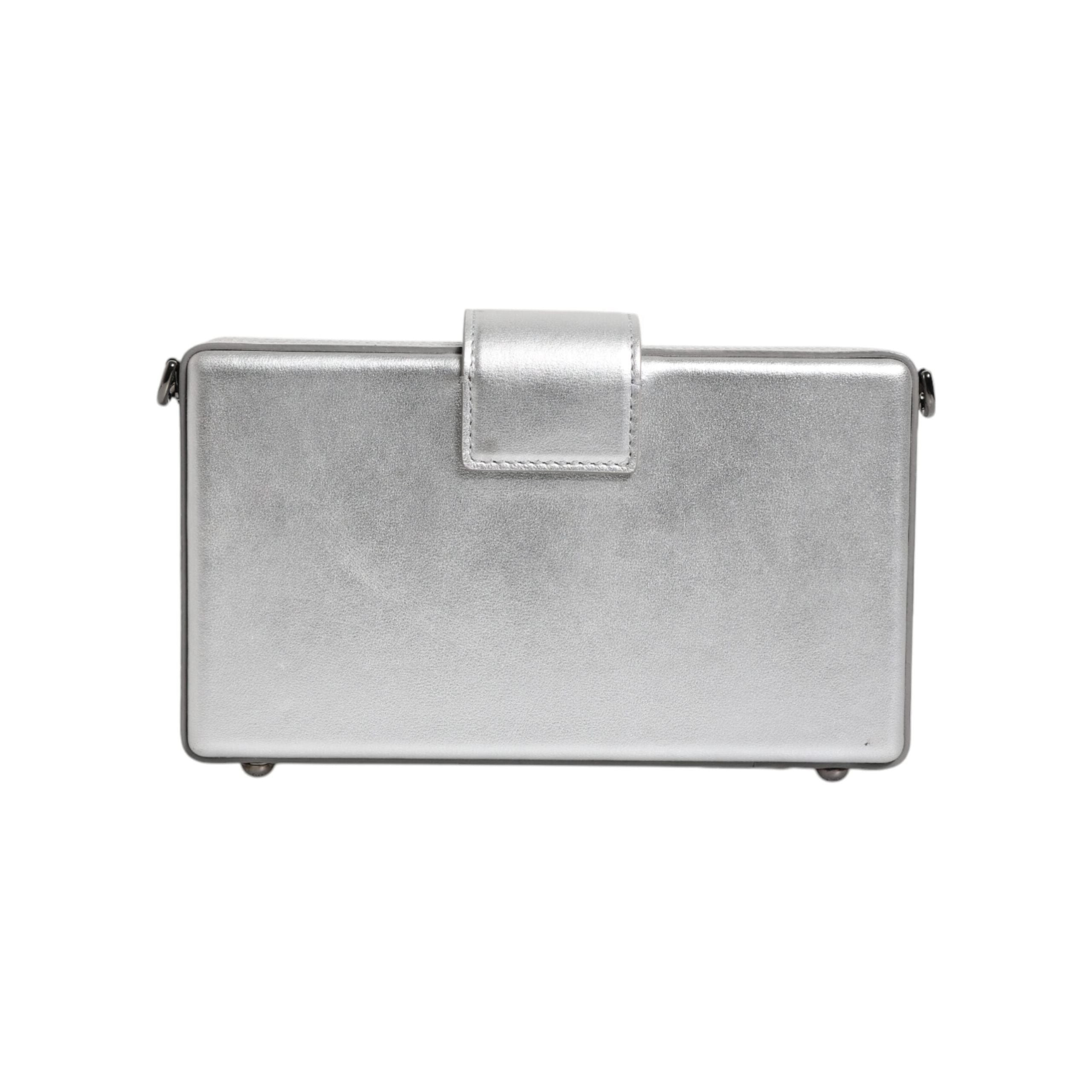 Luxour, Dolce & Gabbana Metallic Silver DG BOX Leather Shoulder Strap Bag, 