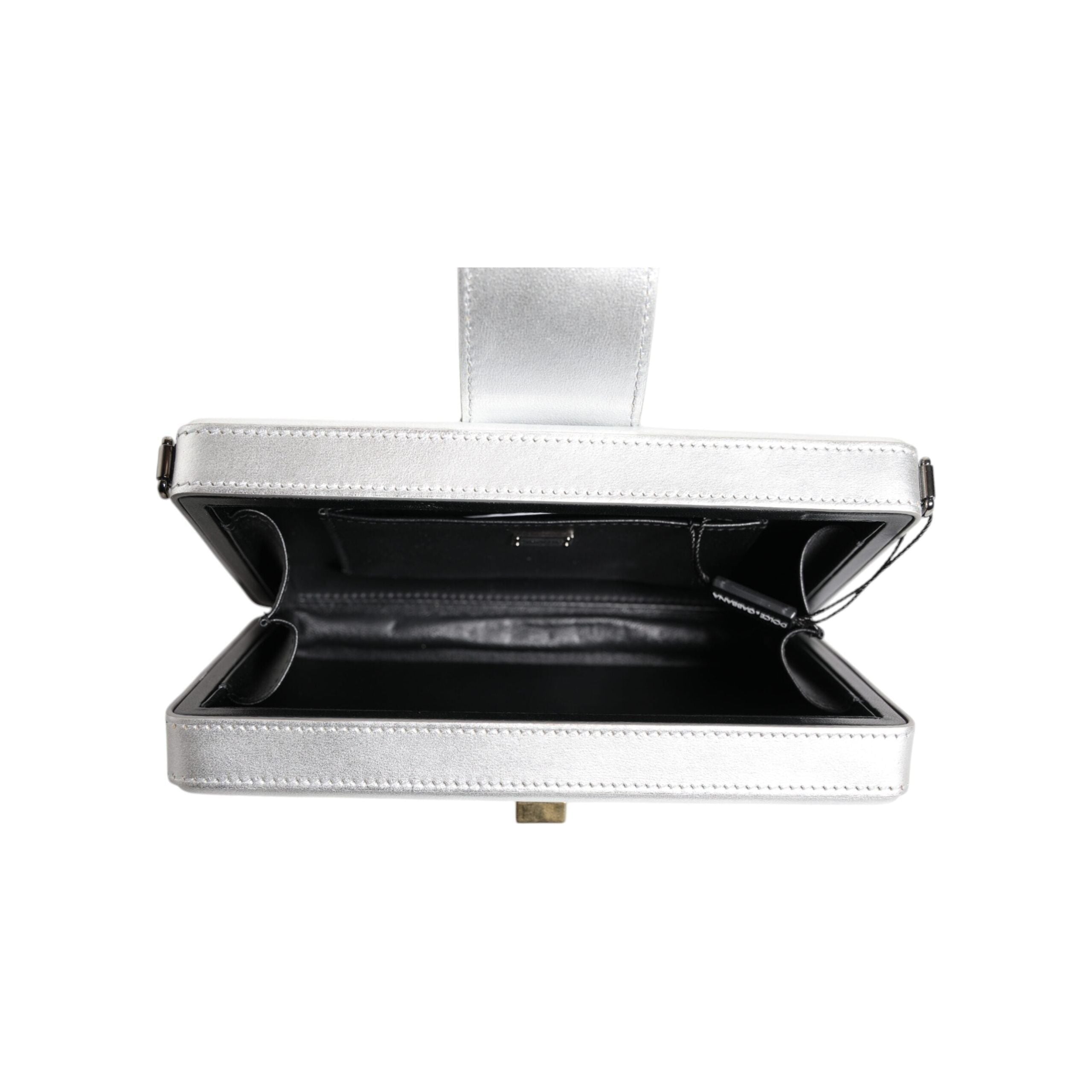 Luxour, Dolce & Gabbana Metallic Silver DG BOX Leather Shoulder Strap Bag, 
