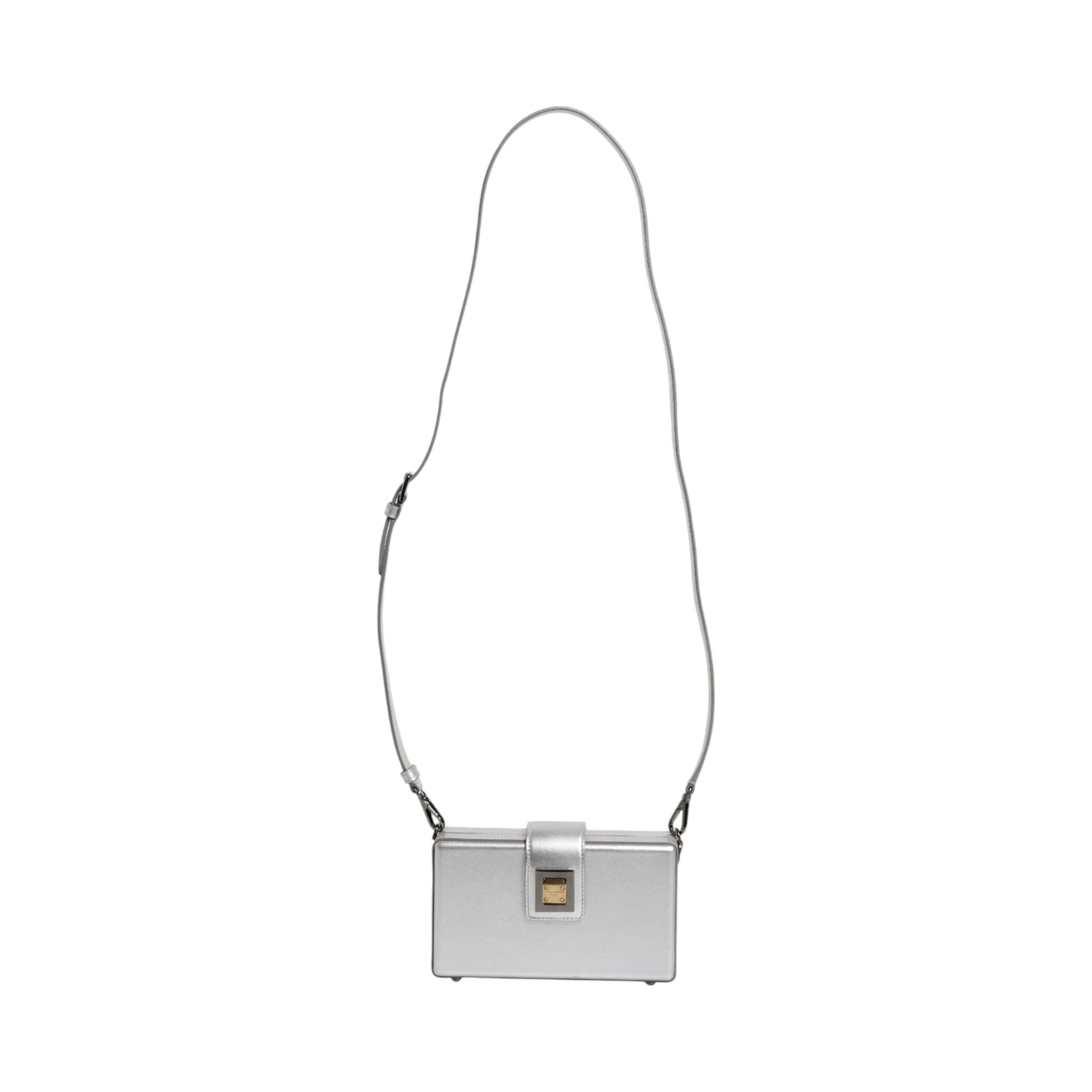 Luxour, Dolce & Gabbana Metallic Silver DG BOX Leather Shoulder Strap Bag, 