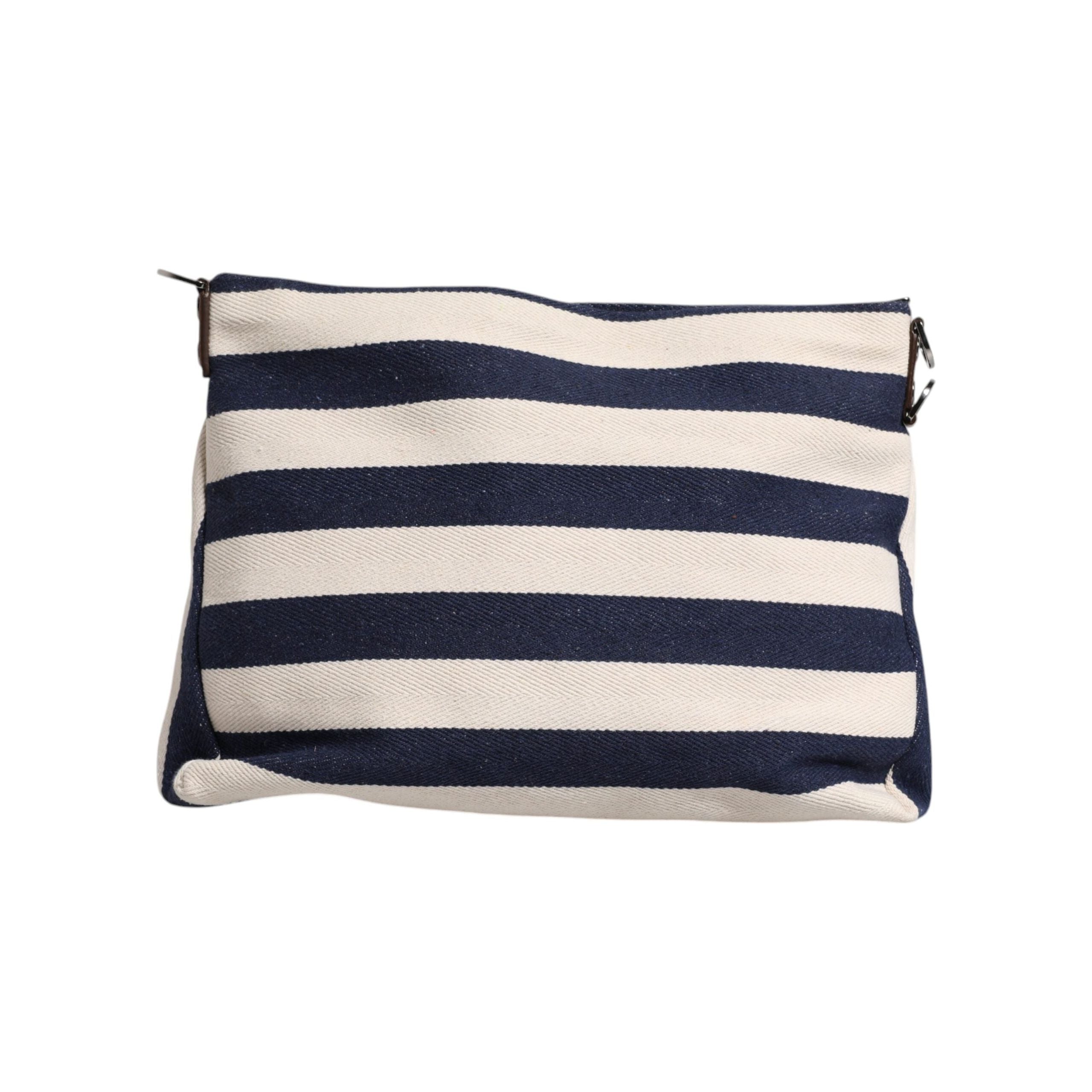 Luxour, Dolce & Gabbana Blue White Stripes Logo Plaque Tote Bag, 