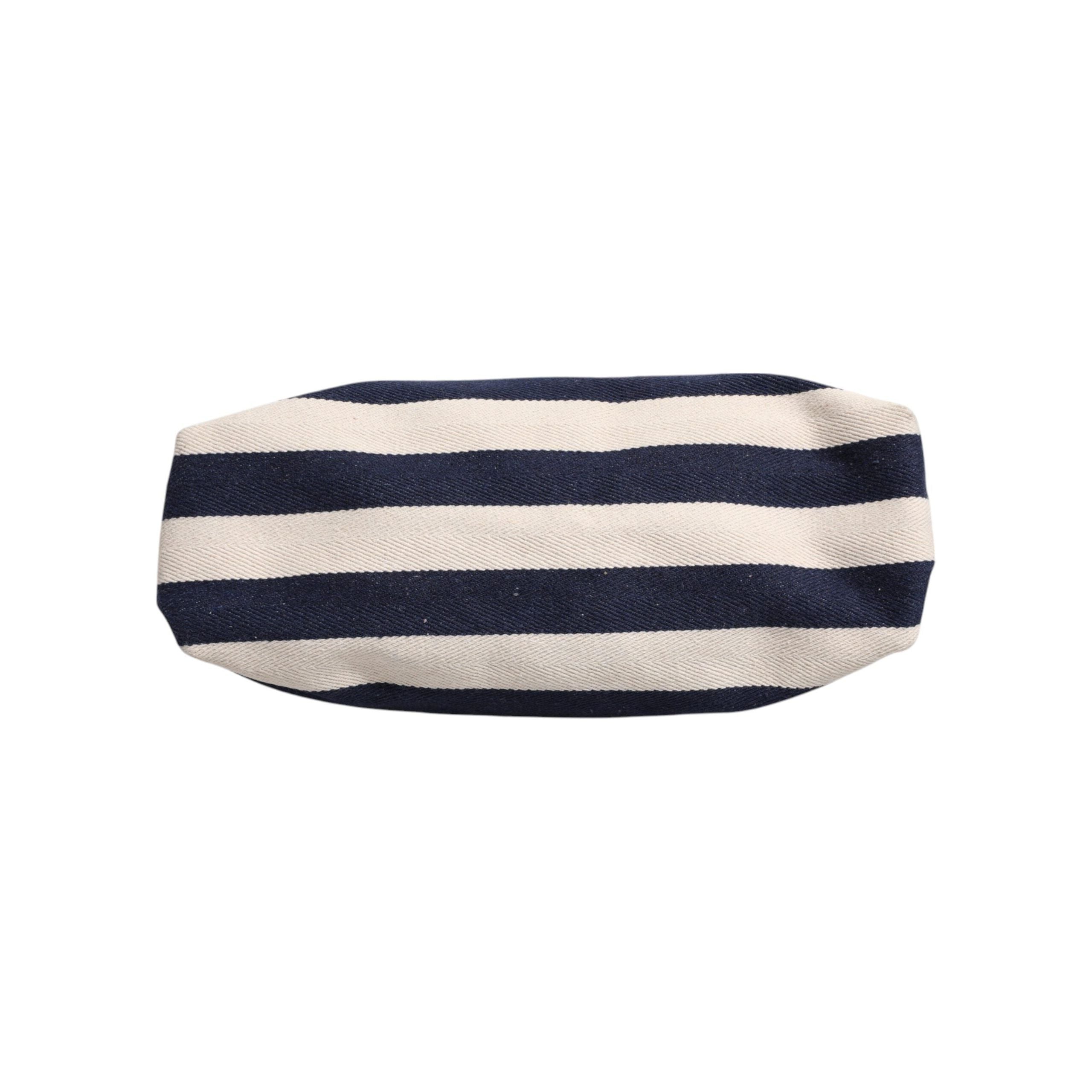 Luxour, Dolce & Gabbana Blue White Stripes Logo Plaque Tote Bag, 