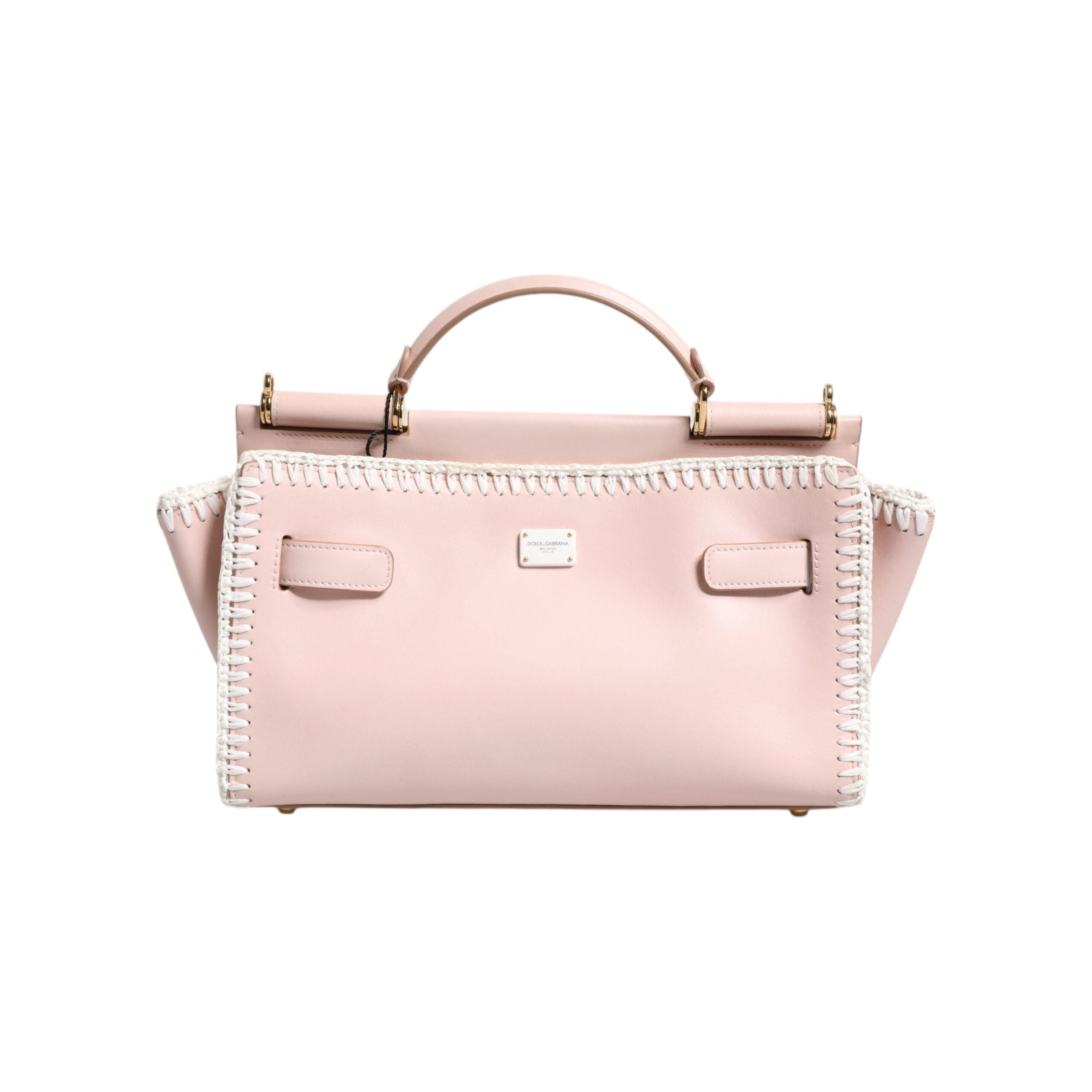 Luxour, Dolce & Gabbana Light Pink Logo Plaque Soft Leather Strap Crossbody Bag, 
