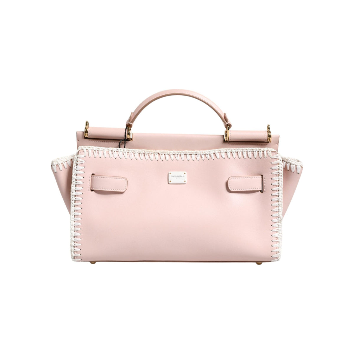 Luxour, Dolce & Gabbana Light Pink Logo Plaque Soft Leather Strap Crossbody Bag, 