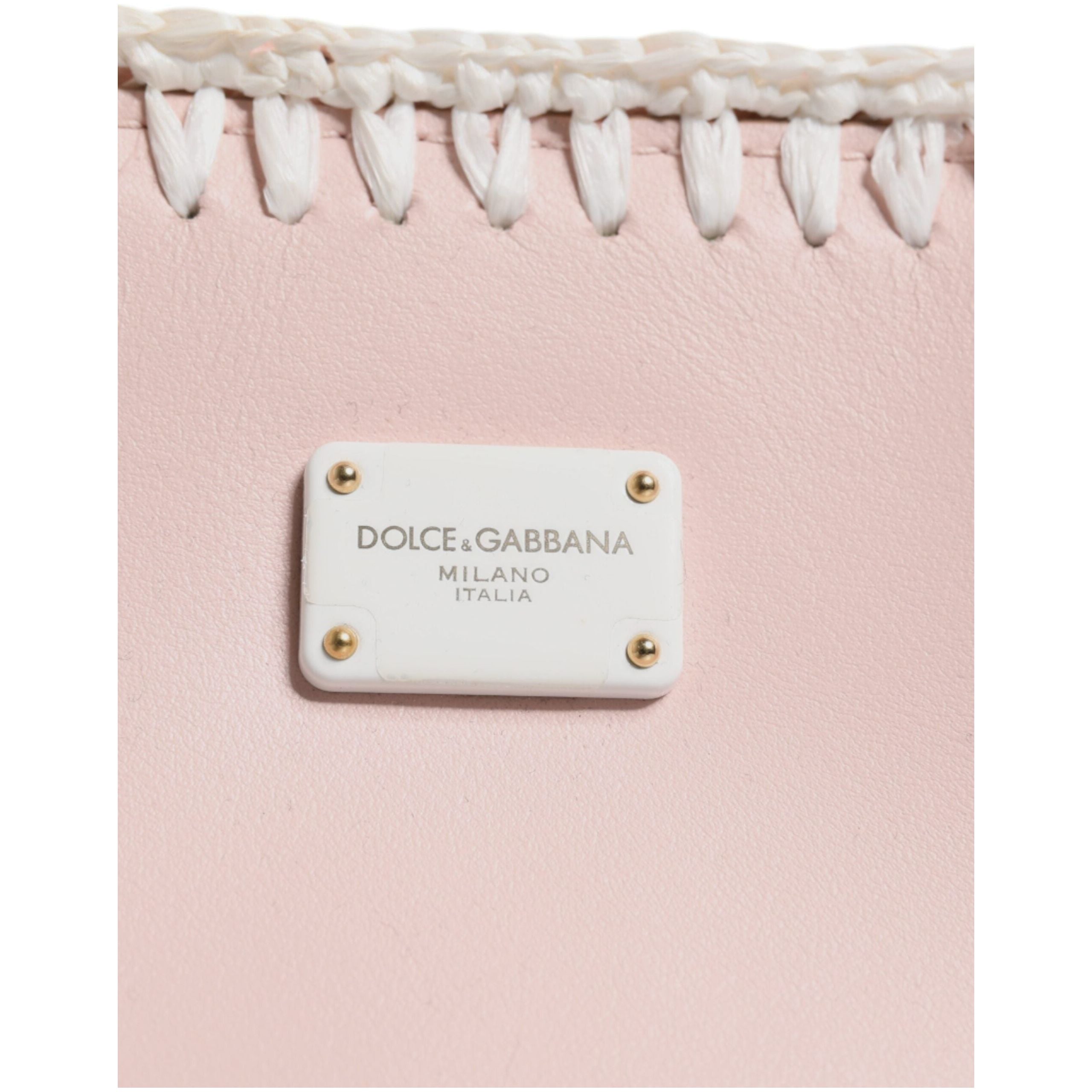 Luxour, Dolce & Gabbana Light Pink Logo Plaque Soft Leather Strap Crossbody Bag, 