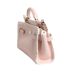 Luxour, Dolce & Gabbana Light Pink Logo Plaque Soft Leather Strap Crossbody Bag, 