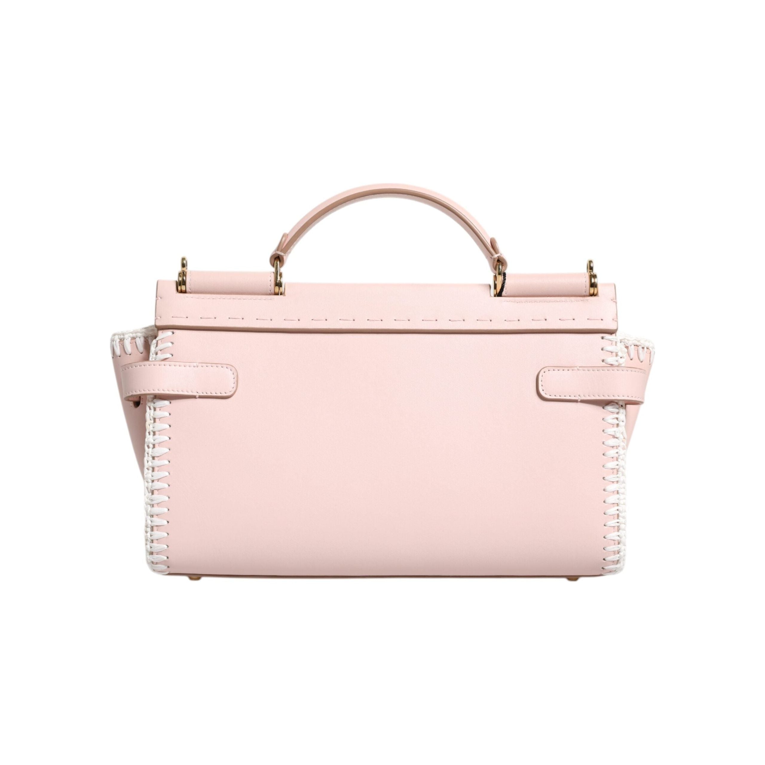 Luxour, Dolce & Gabbana Light Pink Logo Plaque Soft Leather Strap Crossbody Bag, 