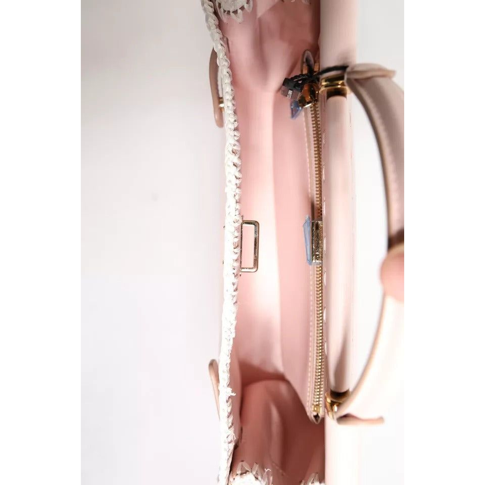 Luxour, Dolce & Gabbana Light Pink Logo Plaque Soft Leather Strap Crossbody Bag, 