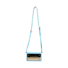 Luxour, Dolce & Gabbana Blue Branded Maxi Plate Leather Crossbody Phone Bag, 