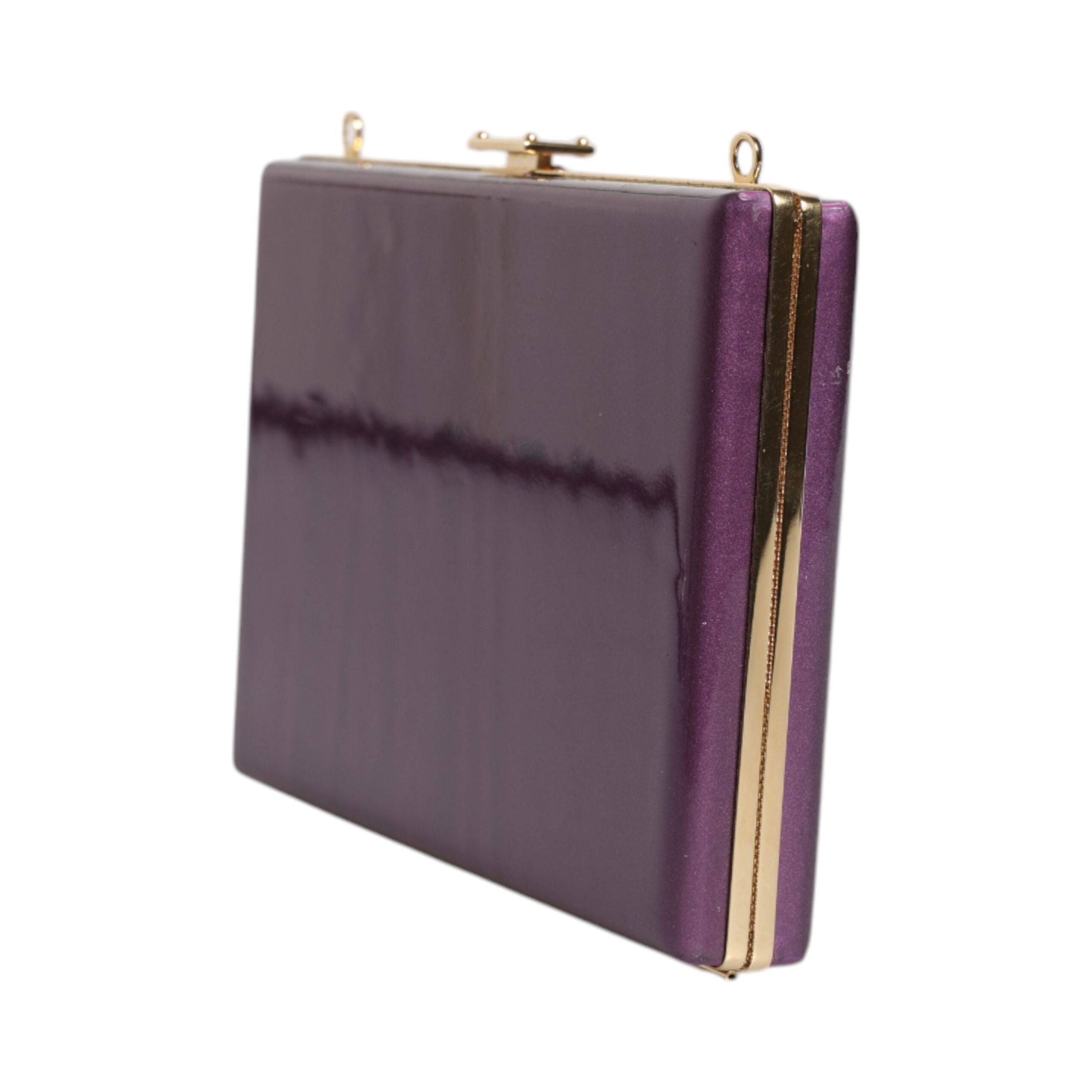 Luxour, Dolce & Gabbana Purple Leather Clutch Evening Crossbody Bag, 