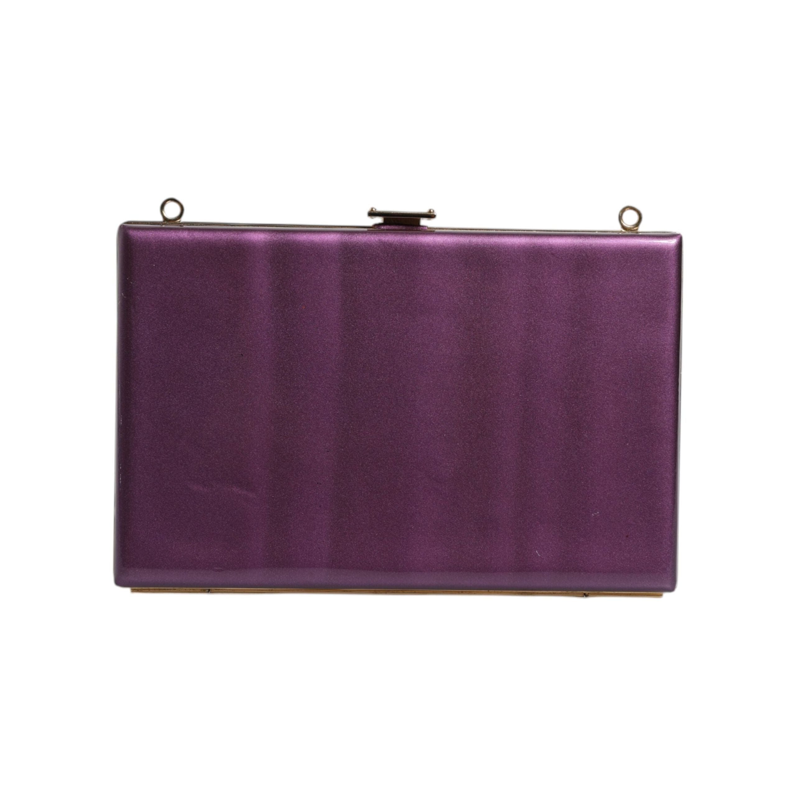 Luxour, Dolce & Gabbana Purple Leather Clutch Evening Crossbody Bag, 