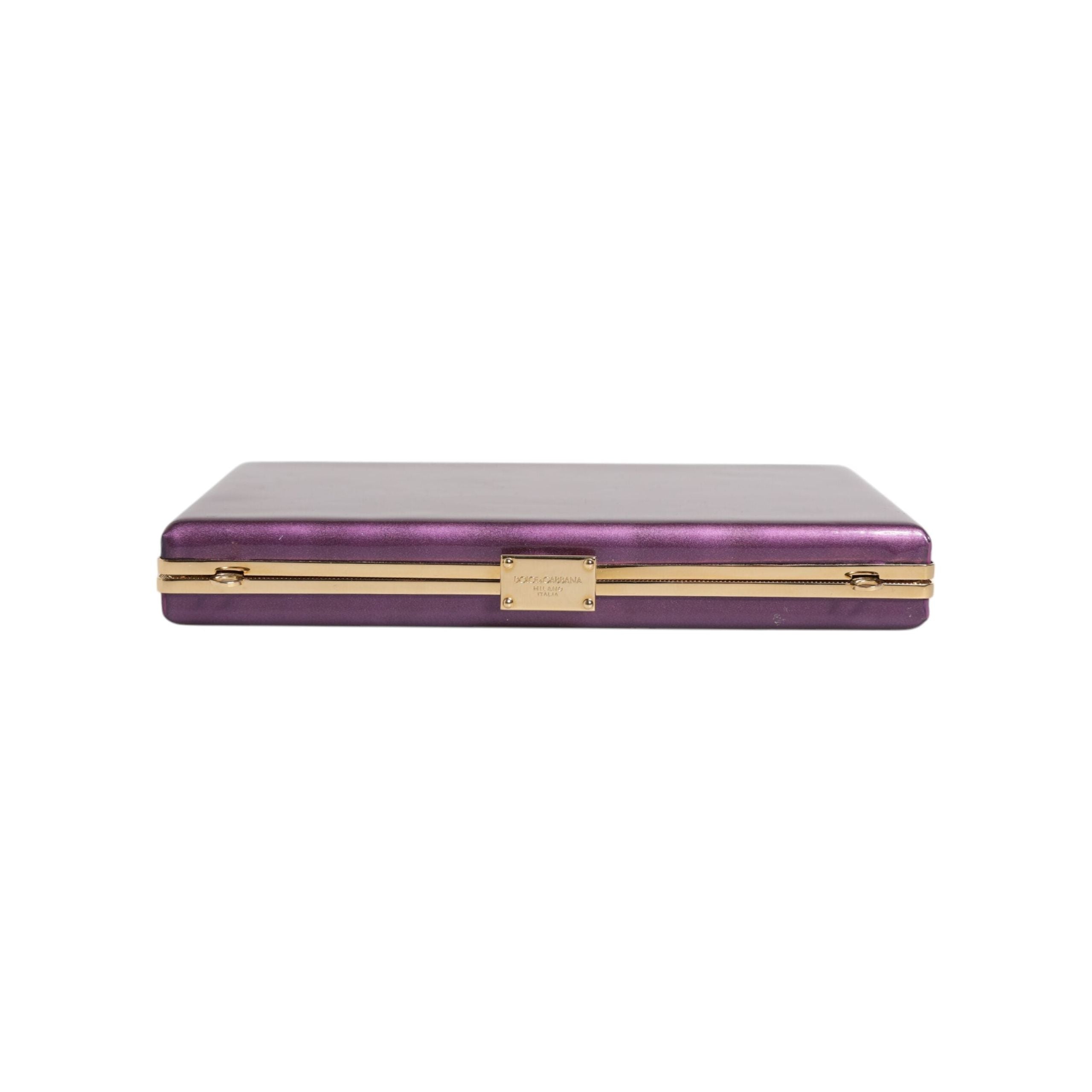 Luxour, Dolce & Gabbana Purple Leather Clutch Evening Crossbody Bag, 