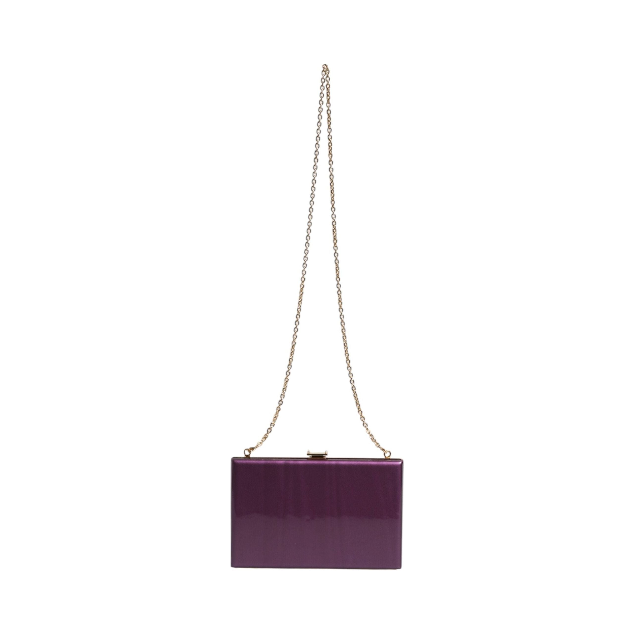 Luxour, Dolce & Gabbana Purple Leather Clutch Evening Crossbody Bag, 