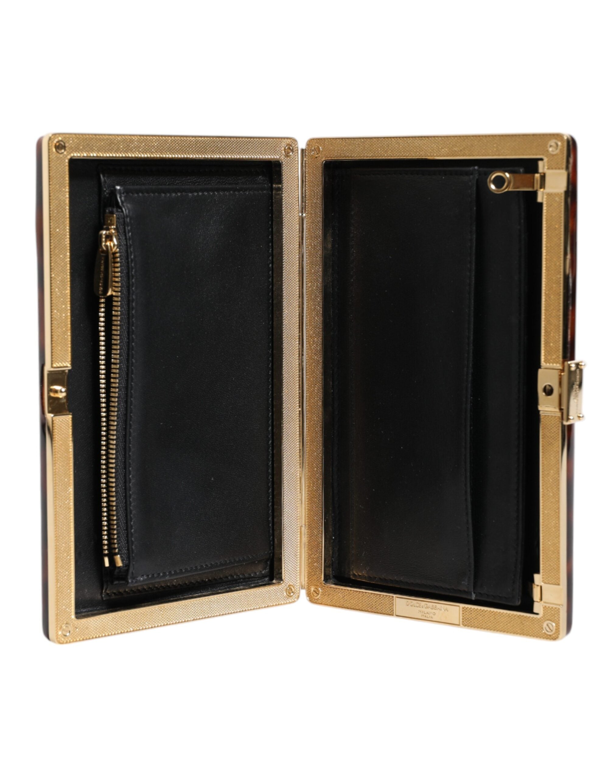 Luxour, Dolce & Gabbana Brown Leather Clutch Evening Crossbody Bag, 