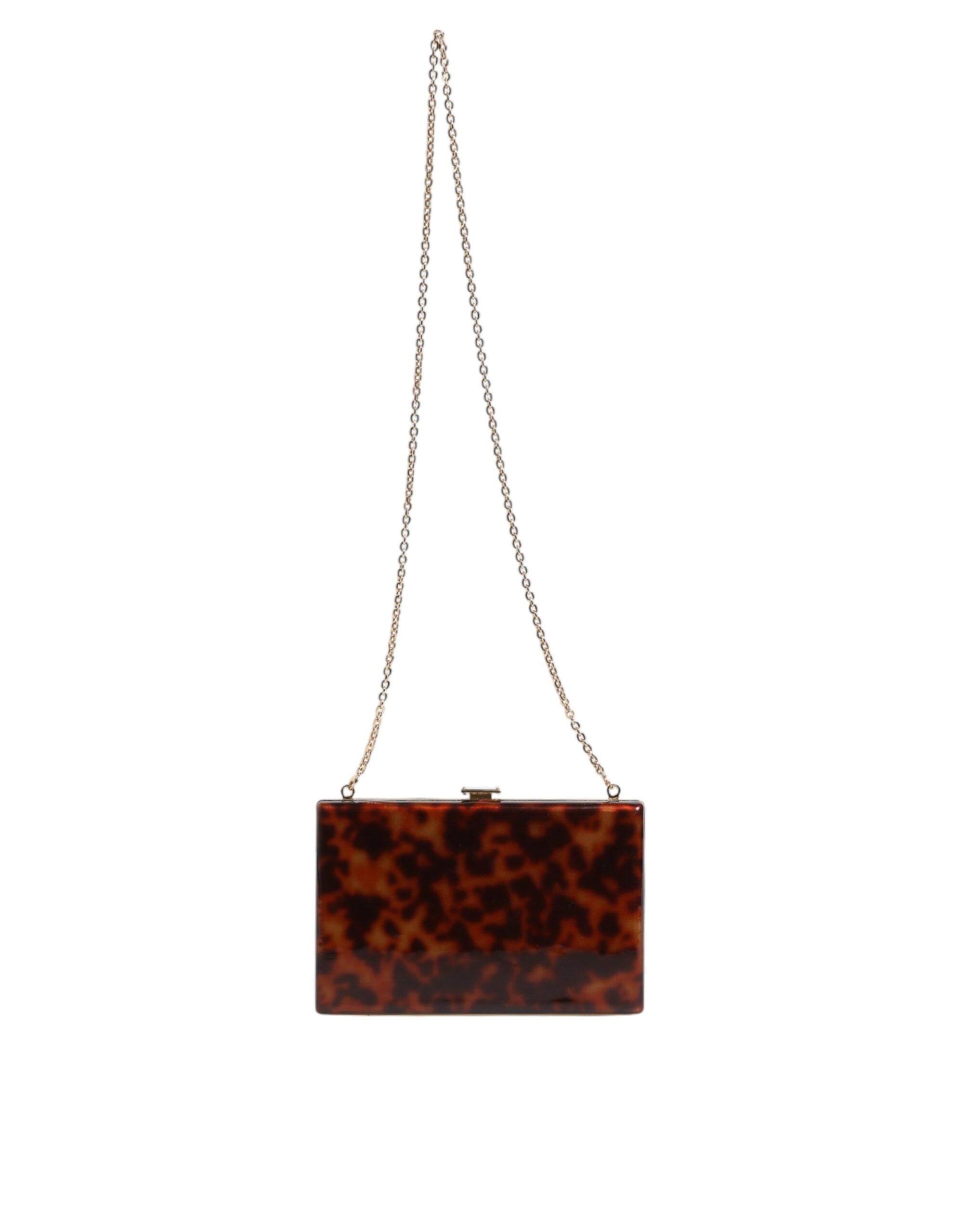 Luxour, Dolce & Gabbana Brown Leather Clutch Evening Crossbody Bag, 